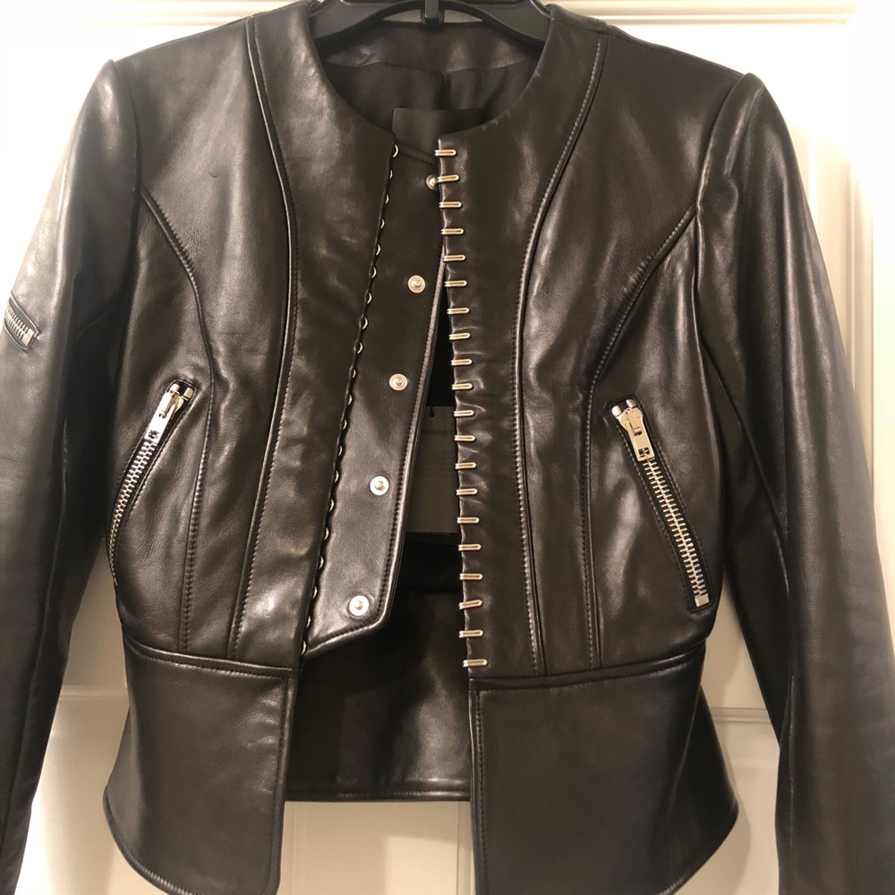 NWT Alexander Wang leather Paneled biker jacket - Picture 4 of 12